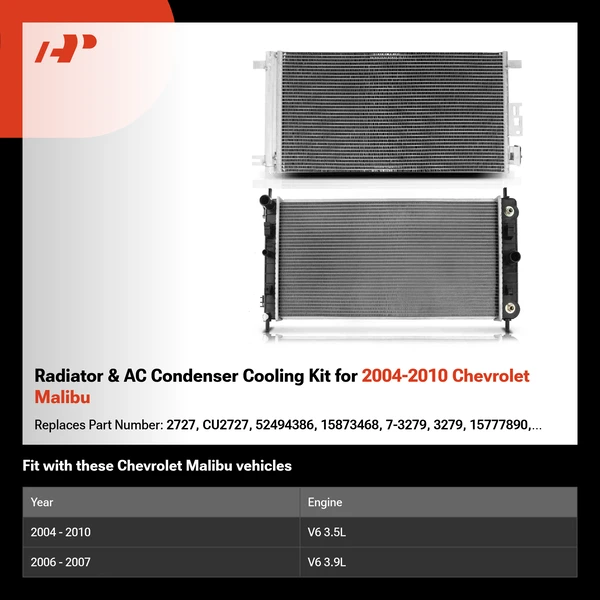 Radiator & AC Condenser Cooling Kit for 2004-2010 Chevrolet Malibu