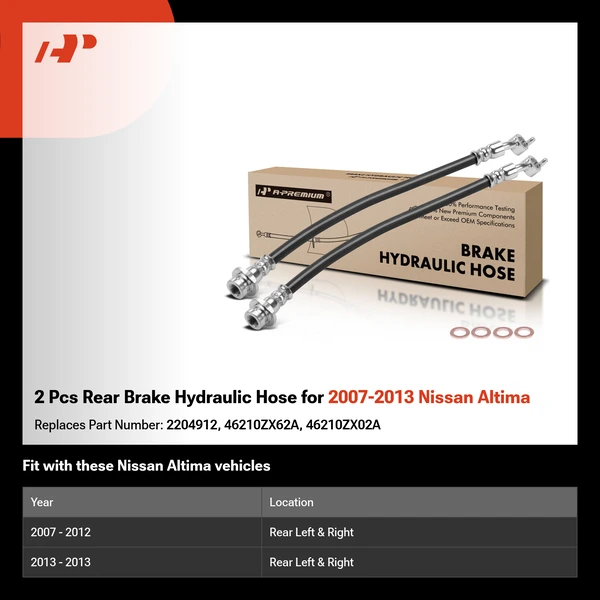 2 Pcs Rear Brake Hydraulic Hose for 2007-2013 Nissan Altima