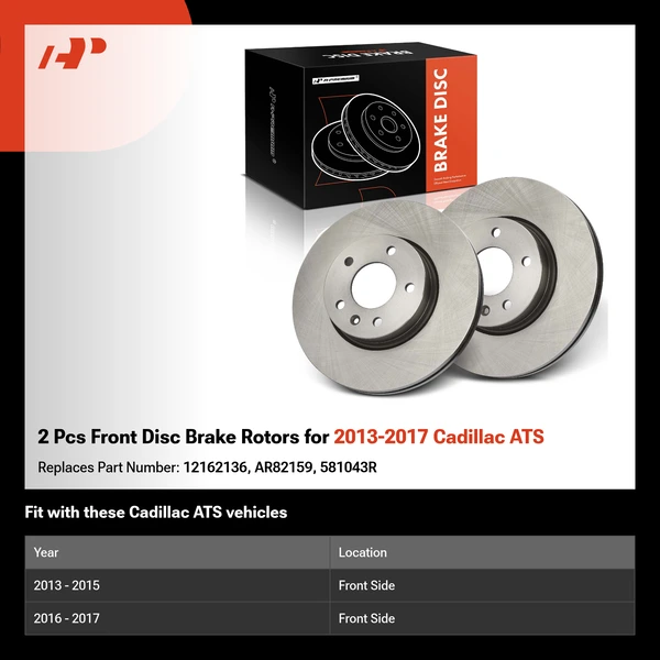 2 Pcs Front Disc Brake Rotors for 2013-2017 Cadillac ATS