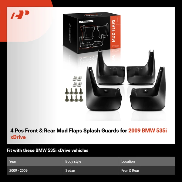 4 Pcs Front & Rear Mud Flaps Splash Guards for 2009 BMW 535i xDrive