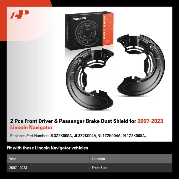 2 Pcs Front Driver & Passenger Brake Dust Shield for 2007-2023 Lincoln Navigator