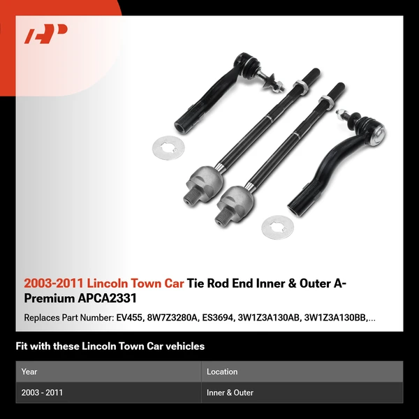 2003-2011 Lincoln Town Car Tie Rod End Inner & Outer A-Premium APCA2331