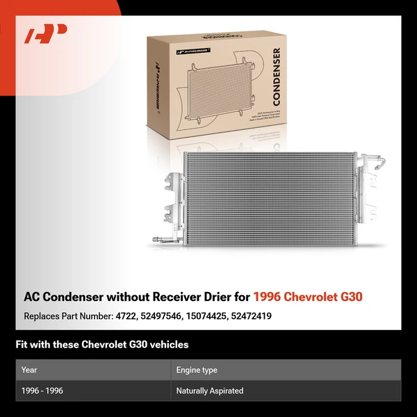 AC Condenser without Receiver Drier for 1996 Chevrolet G30