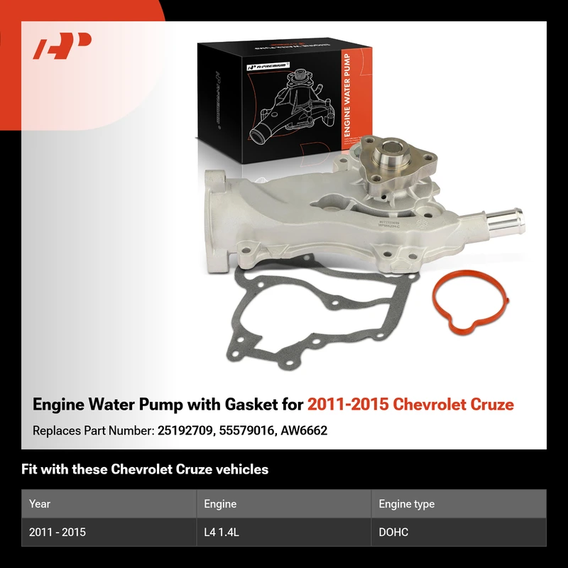 Engine Water Pump with Gasket for 2011-2015 Chevrolet Cruze