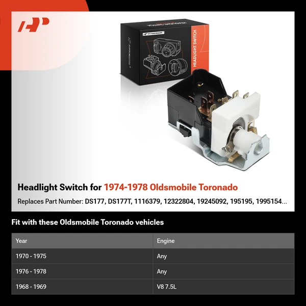 Headlight Switch for 1974-1978 Oldsmobile Toronado