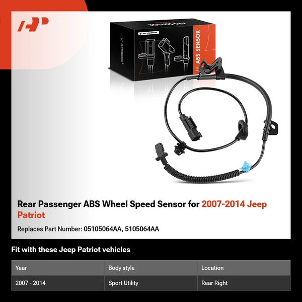 Rear Passenger ABS Wheel Speed Sensor for 2007-2014 Jeep Patriot