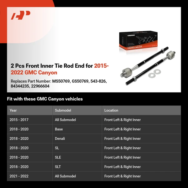 2 Pcs Front Inner Tie Rod End for 2015-2022 GMC Canyon