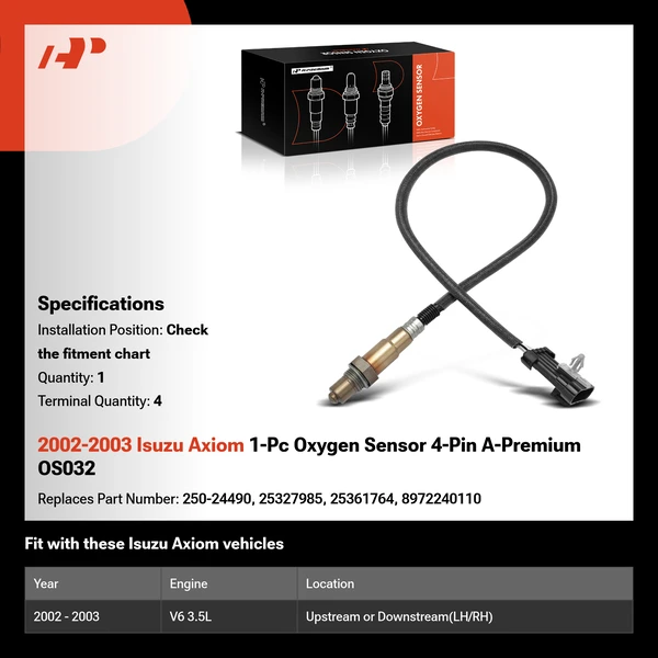 2002-2003 Isuzu Axiom 1-Pc Oxygen Sensor 4-Pin A-Premium OS032