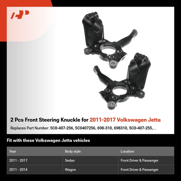 2 Pcs Front Steering Knuckle for 2011-2017 Volkswagen Jetta