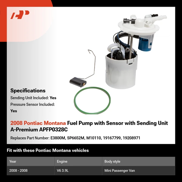 2008 Pontiac Montana Fuel Pump with Sensor with Sending Unit A-Premium APFP0328C