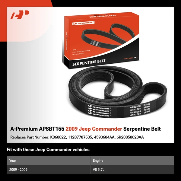 A-Premium APSBT155 2009 Jeep Commander Serpentine Belt