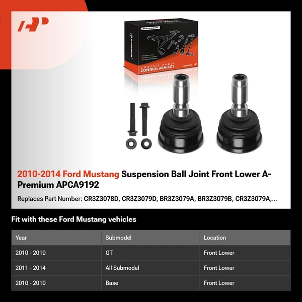 2010-2014 Ford Mustang Suspension Ball Joint Front Lower A-Premium APCA9192