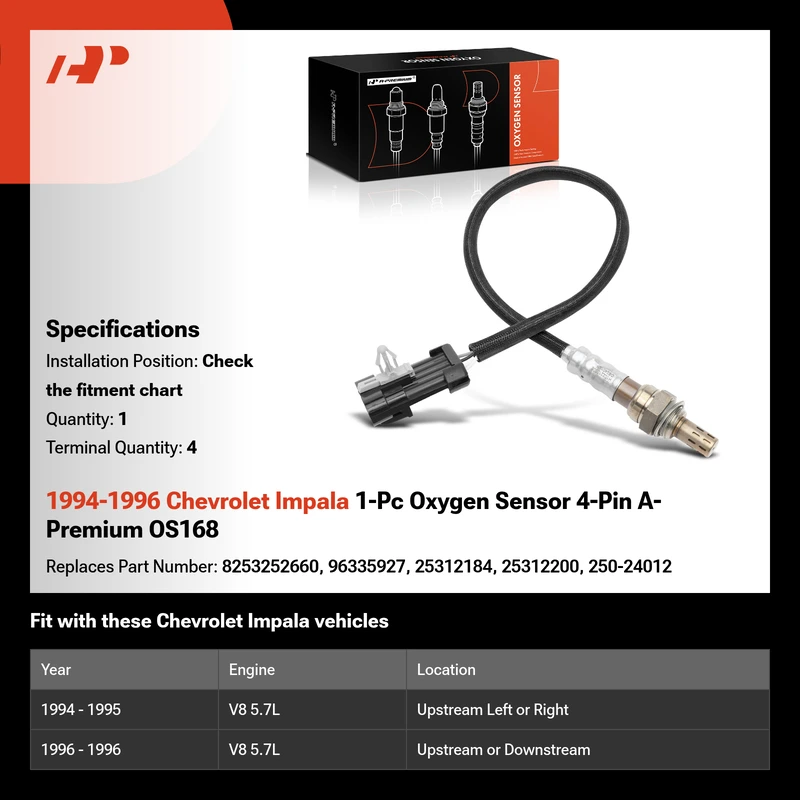 1994-1996 Chevrolet Impala 1-Pc Oxygen Sensor 4-Pin A-Premium OS168