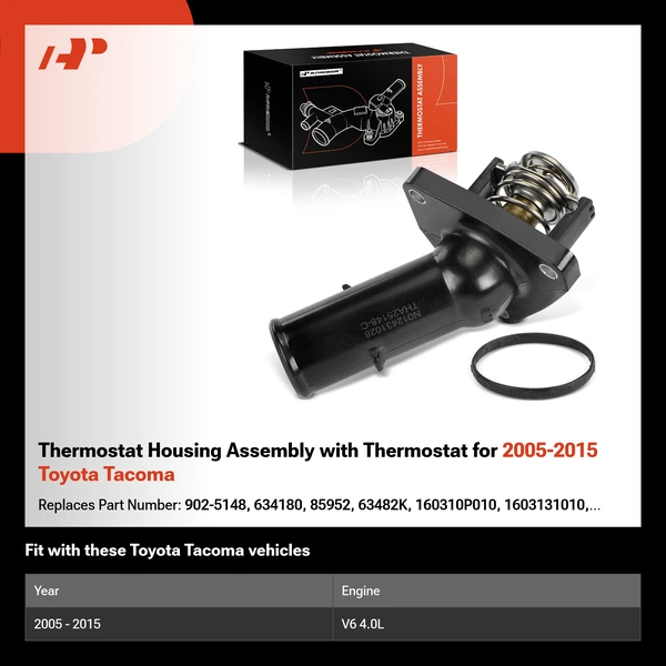 Thermostat Housing Assembly with Thermostat for 2005-2015 Toyota Tacoma