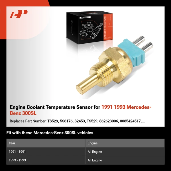 Engine Coolant Temperature Sensor for 1991 1993 Mercedes-Benz 300SL