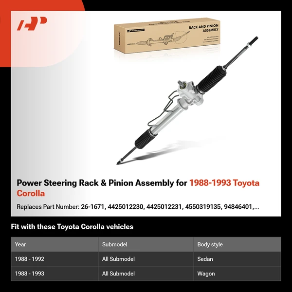 Power Steering Rack & Pinion Assembly for 1988-1993 Toyota Corolla