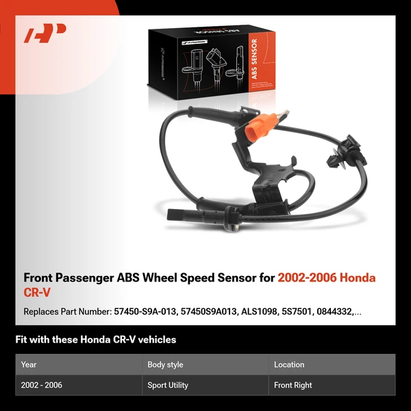 Front Passenger ABS Wheel Speed Sensor for 2002-2006 Honda CR-V