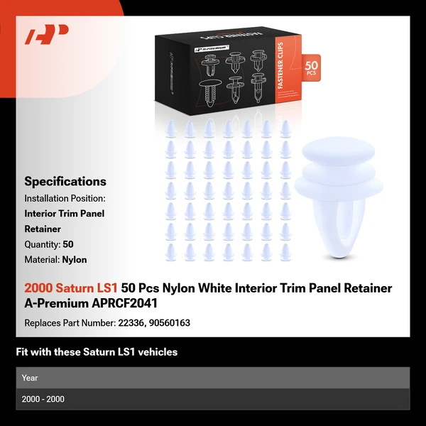 2000 Saturn LS1 50 Pcs Nylon White Interior Trim Panel Retainer A-Premium APRCF2041