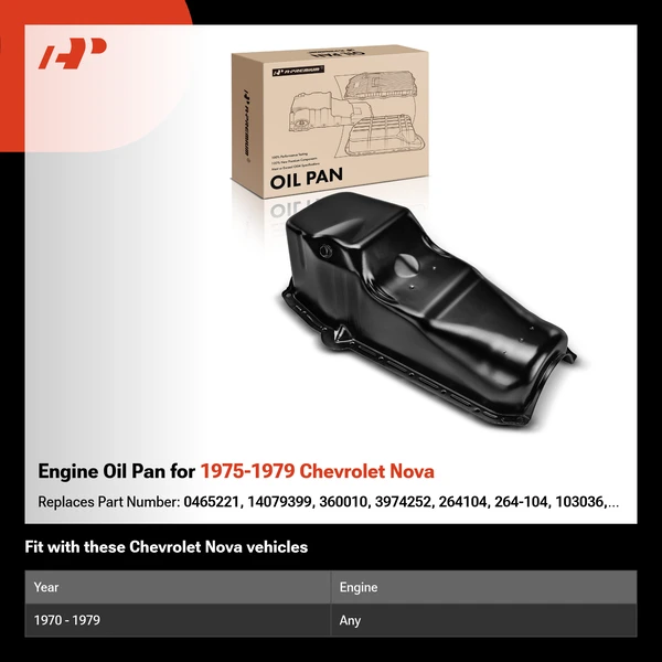 Engine Oil Pan for 1975-1979 Chevrolet Nova