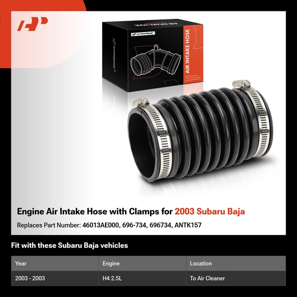 Engine Air Intake Hose with Clamps for 2003 Subaru Baja
