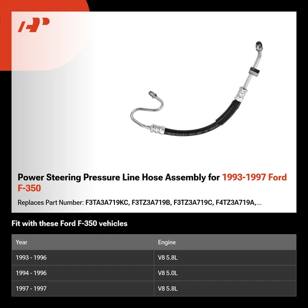 Power Steering Pressure Line Hose Assembly for 1993-1997 Ford F-350