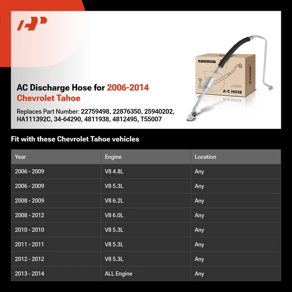 AC Discharge Hose for 2006-2014 Chevrolet Tahoe