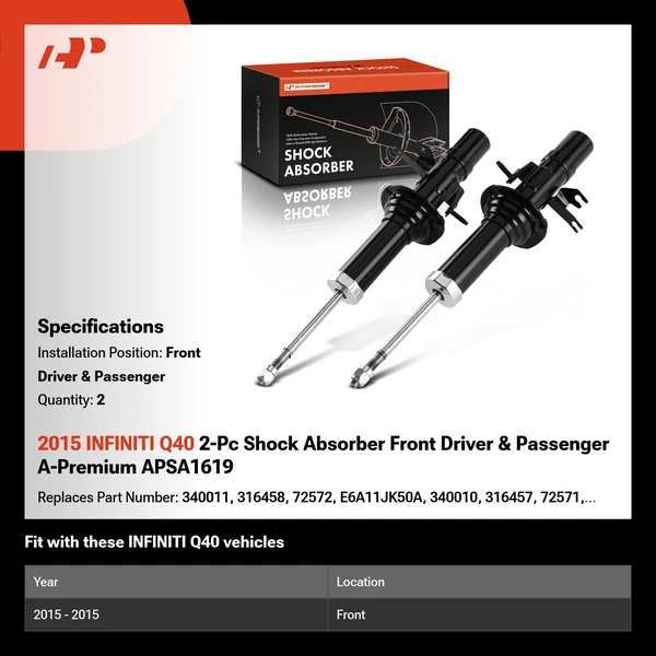 2015 INFINITI Q40 2-Pc Shock Absorber Front Driver & Passenger A-Premium APSA1619