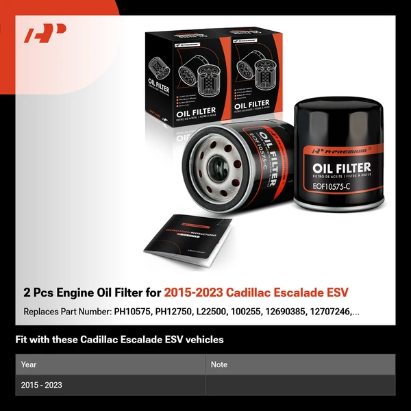 2 Pcs Engine Oil Filter for 2015-2023 Cadillac Escalade ESV