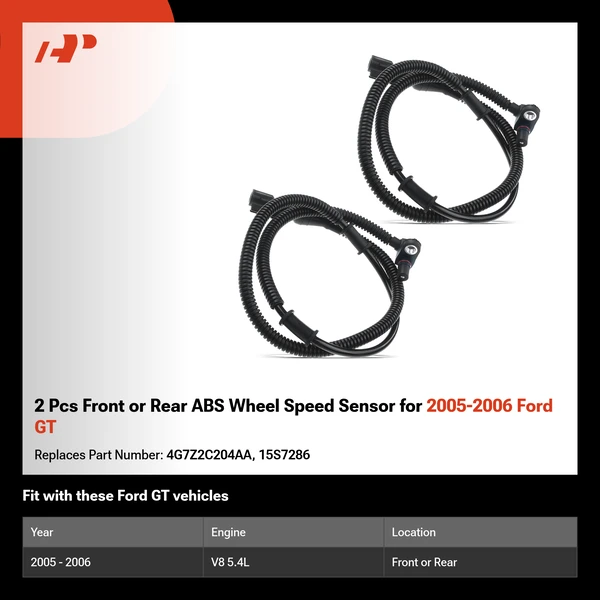 2 Pcs Front or Rear ABS Wheel Speed Sensor for 2005-2006 Ford GT