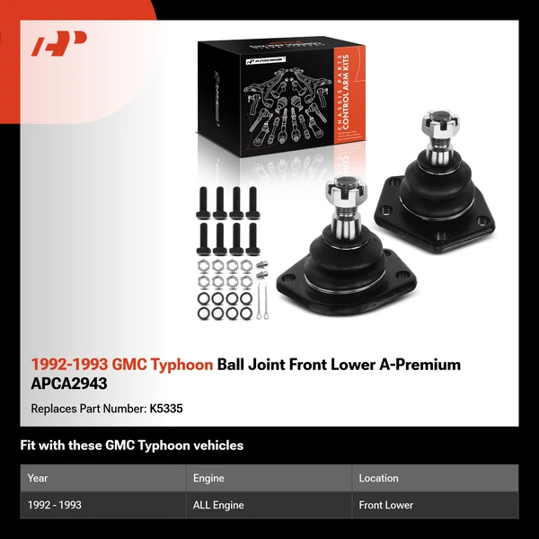 1992-1993 GMC Typhoon Ball Joint Front Lower A-Premium APCA2943