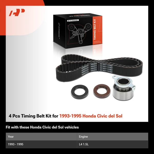 4 Pcs Timing Belt Kit for 1993-1995 Honda Civic del Sol