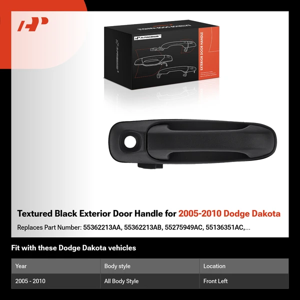 Textured Black Exterior Door Handle for 2005-2010 Dodge Dakota