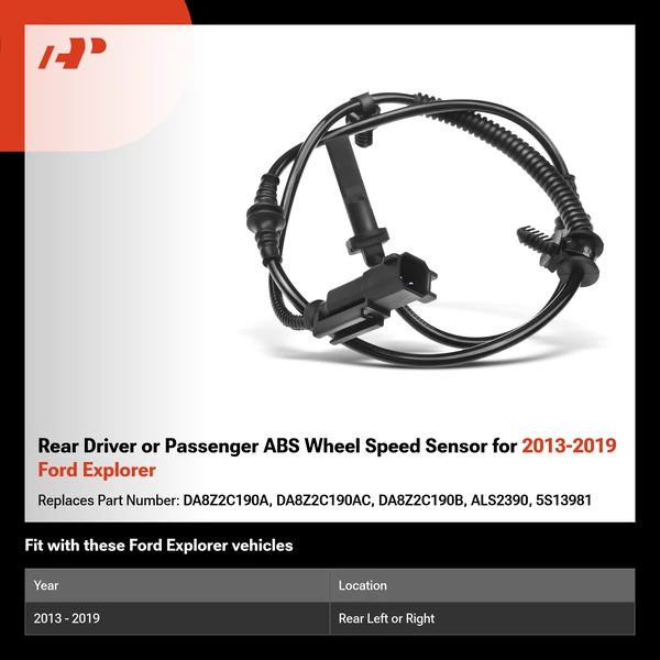 Rear Driver or Passenger ABS Wheel Speed Sensor for 2013-2019 Ford Explorer