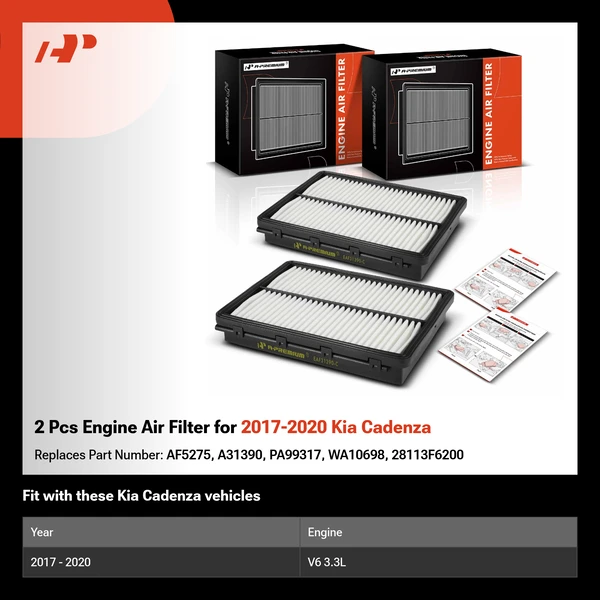 2 Pcs Engine Air Filter for 2017-2020 Kia Cadenza
