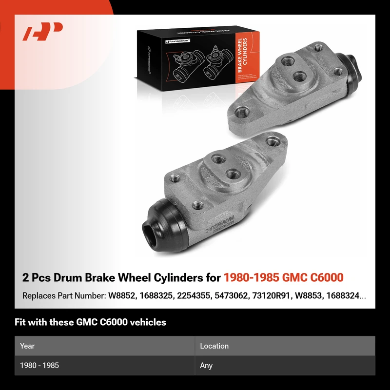 2 Pcs Drum Brake Wheel Cylinders for 1980-1985 GMC C6000