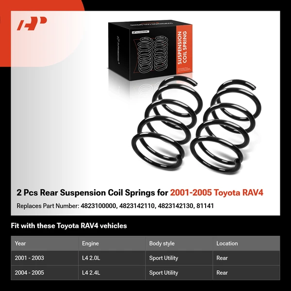 2 Pcs Rear Suspension Coil Springs for 2001-2005 Toyota RAV4