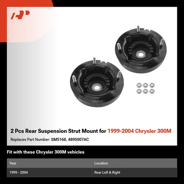2 Pcs Rear Suspension Strut Mount for 1999-2004 Chrysler 300M