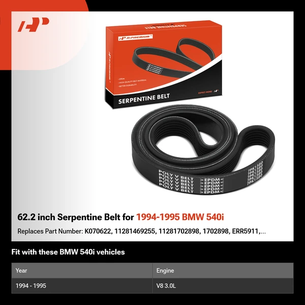 62.2 inch Serpentine Belt for 1994-1995 BMW 540i