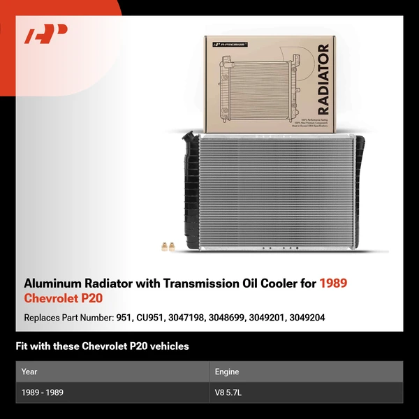 Aluminum Radiator with Transmission Oil Cooler for 1989 Chevrolet P20