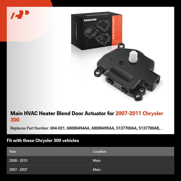 Main HVAC Heater Blend Door Actuator for 2007-2011 Chrysler 300