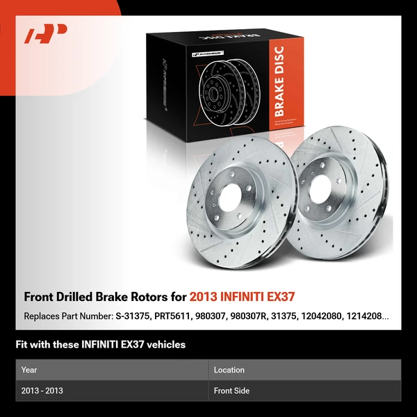Front Drilled Brake Rotors for 2013 INFINITI EX37