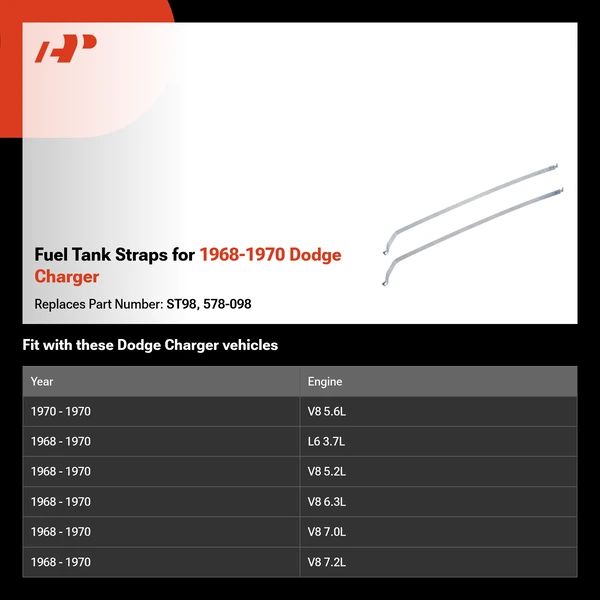 Fuel Tank Straps for 1968-1970 Dodge Charger