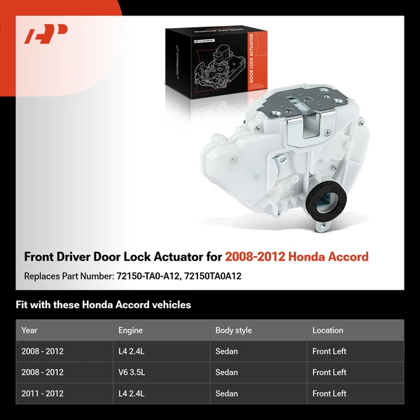 Front Driver Door Lock Actuator for 2008-2012 Honda Accord