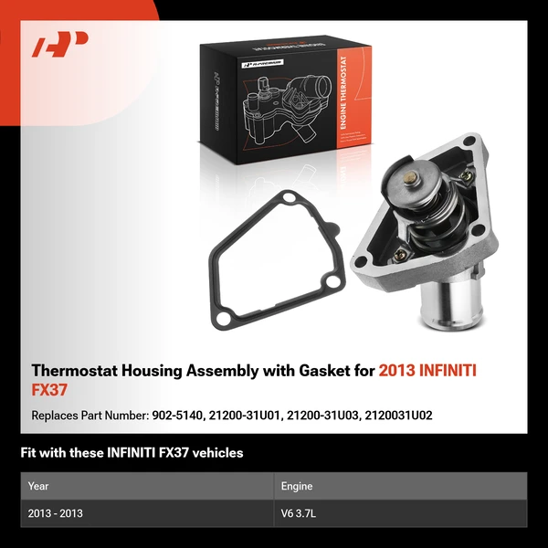 Thermostat Housing Assembly with Gasket for 2013 INFINITI FX37