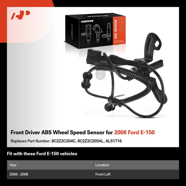 Front Driver ABS Wheel Speed Sensor for 2008 Ford E-150