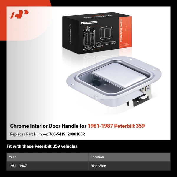 Chrome Interior Door Handle for 1981-1987 Peterbilt 359