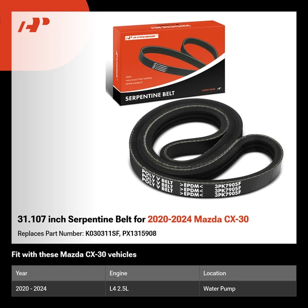 31.107 inch Serpentine Belt for 2020-2024 Mazda CX-30