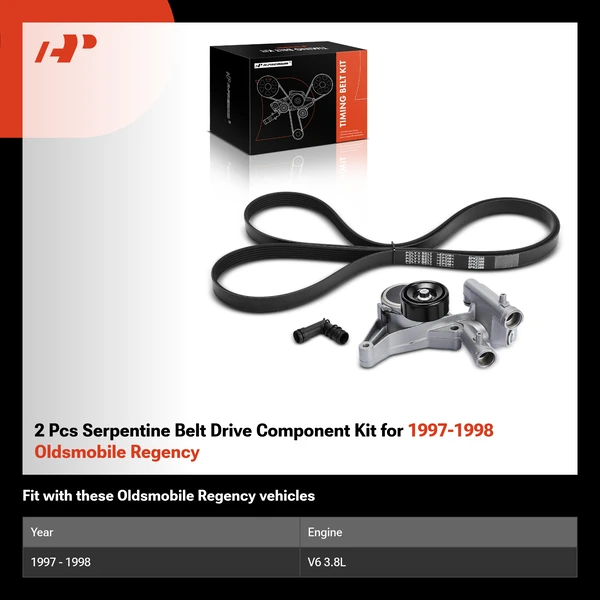 2 Pcs Serpentine Belt Drive Component Kit for 1997-1998 Oldsmobile Regency