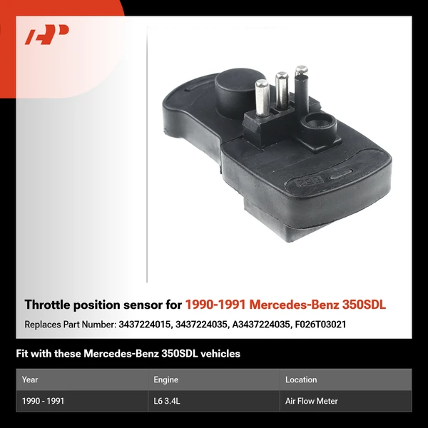 Throttle position sensor for 1990-1991 Mercedes-Benz 350SDL