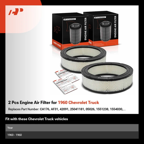 2 Pcs Engine Air Filter for 1960 Chevrolet Truck